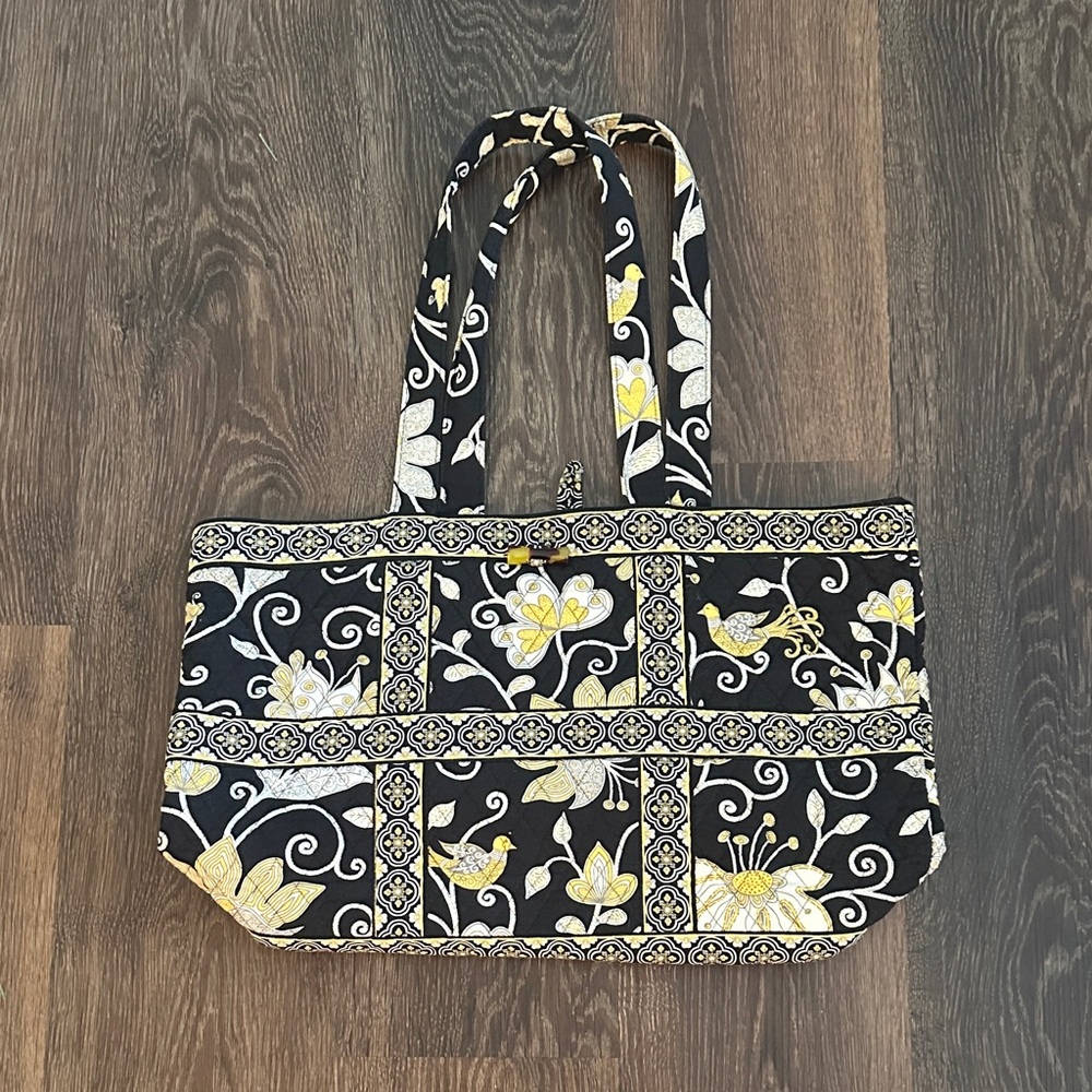 Vera Bradley Black and Yellow Floral Tote